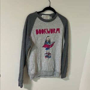 Gray and Pink Bookworm Sweatshirt Matilda